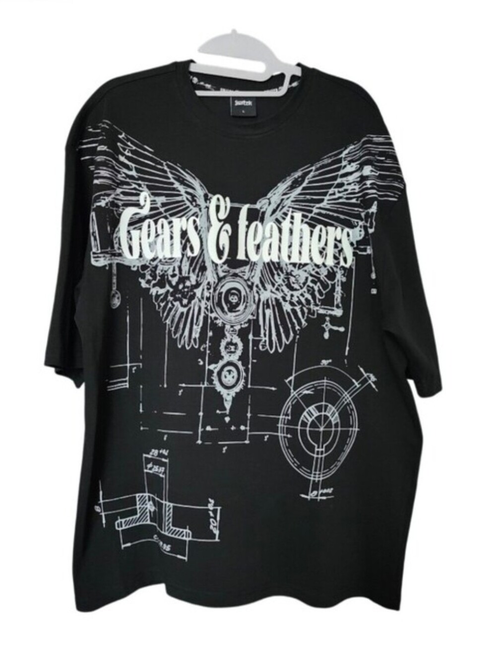 Gears & Feathers Black Graphic Tee - Men's Short Sleeve Shirt